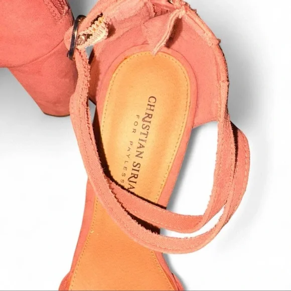 Christian Siriano Blush Pink Suede Double-Ankle Strap Block Heel - Size 8.5 - Picture 6 of 6